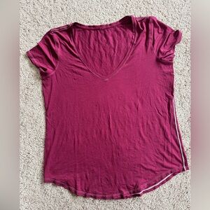 lululemon athletica | magenta pink v-neck short sleeve tee shirt 8